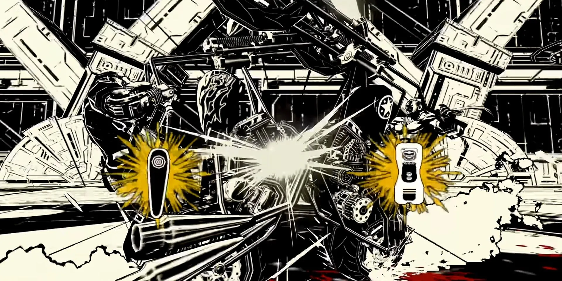Jack chiến đấu trên mô tô với Kojack bằng QTE điều khiển chuyển động trong MadWorld