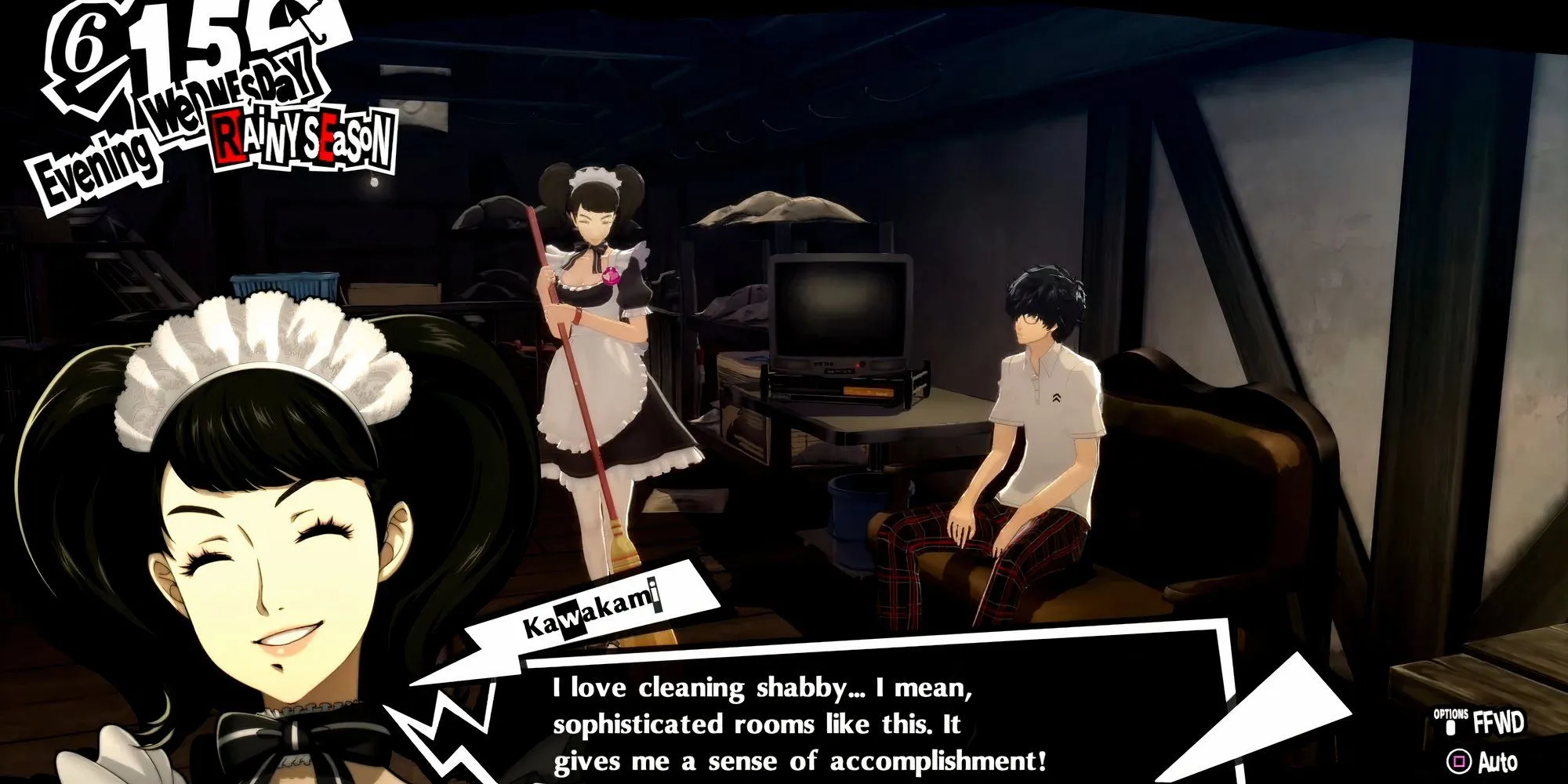 Kawakami dọn dẹp cho Joker trong Persona 5 Royal, rank 2 Confidant
