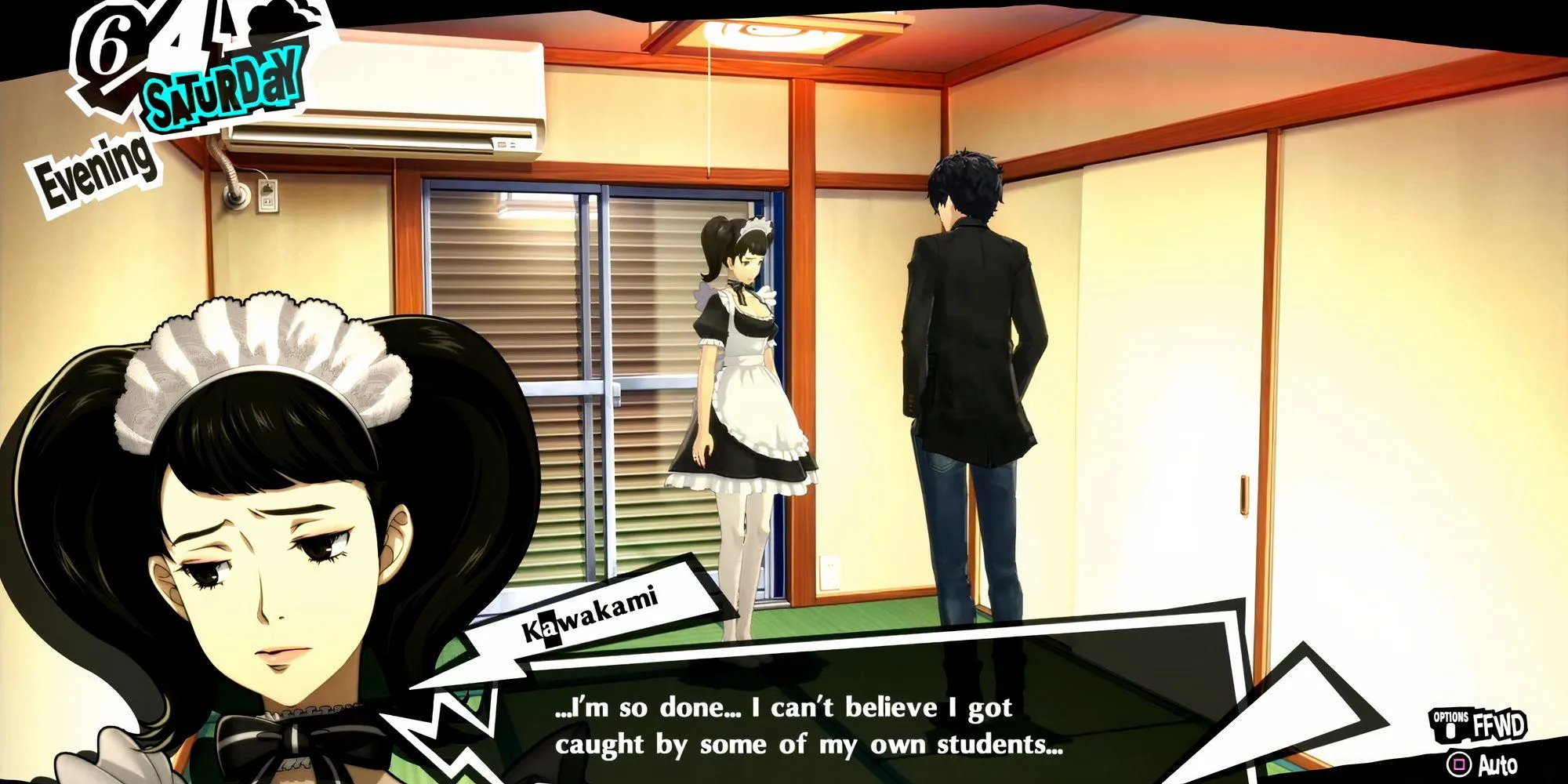 Kawakami và Joker trong Persona 5 Royal thảo luận về công việc làm thêm