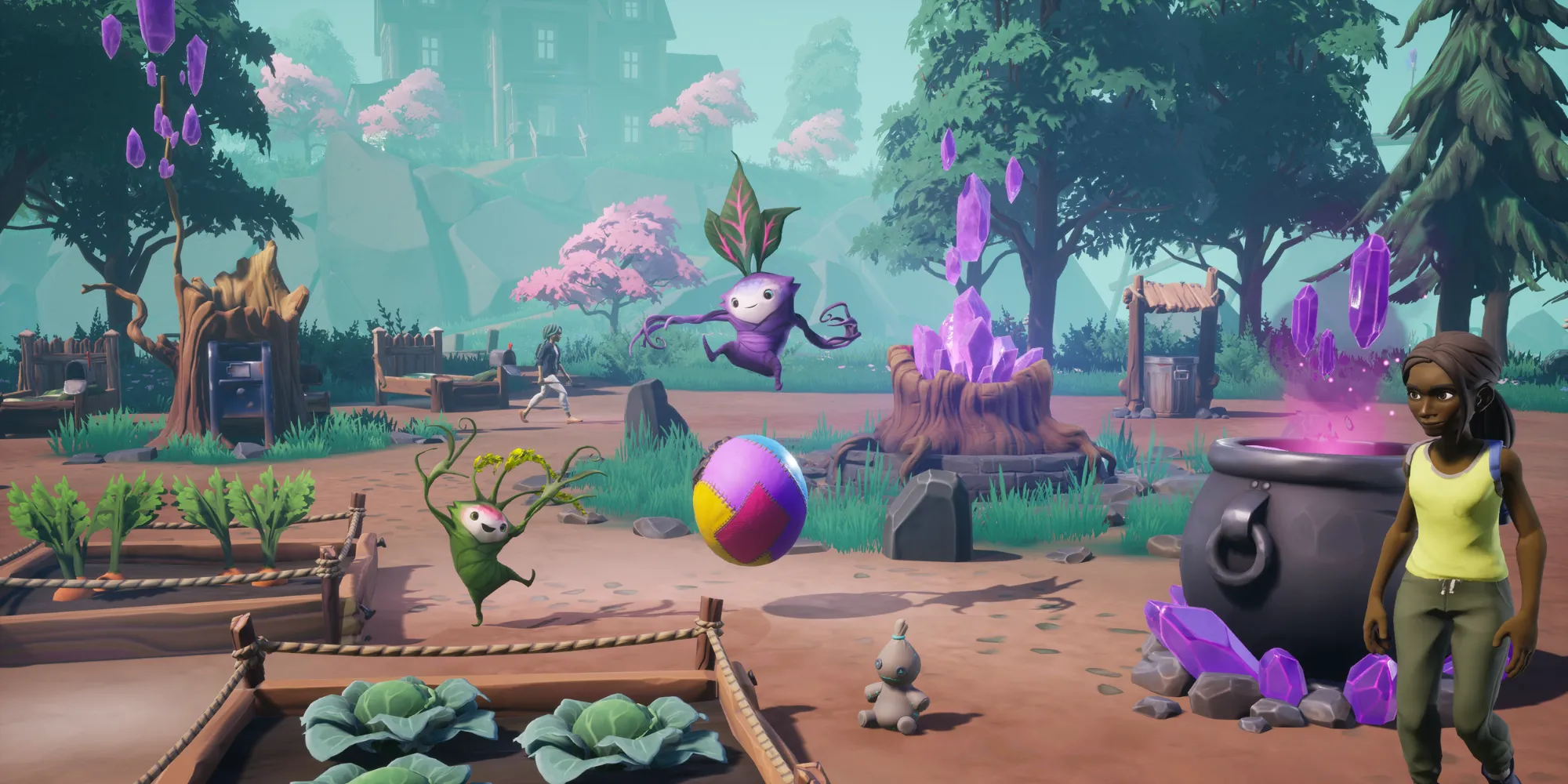 Khu trại được xây dựng trong game Drake Hollow, thể hiện yếu tố sinh tồn và quản lý tài nguyên