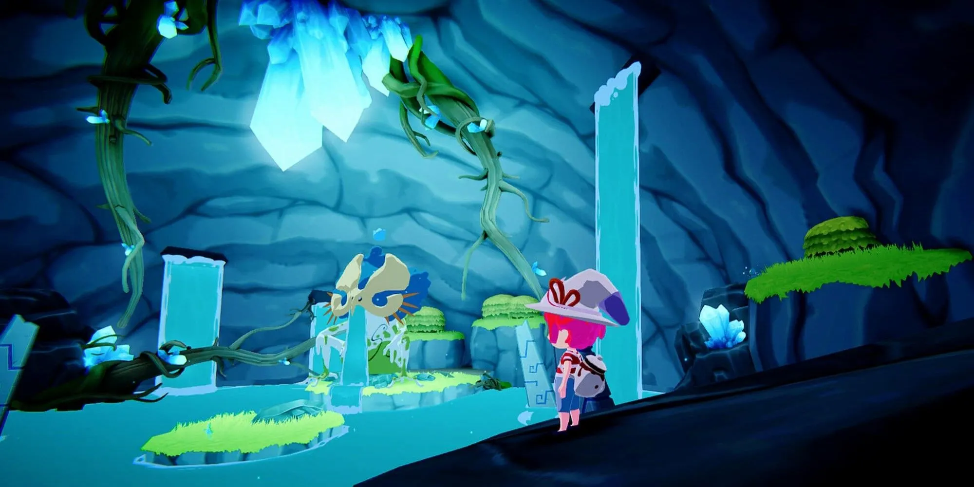 Khung cảnh đền thờ dưới lòng đất trong game Mika and the Witch's Mountain