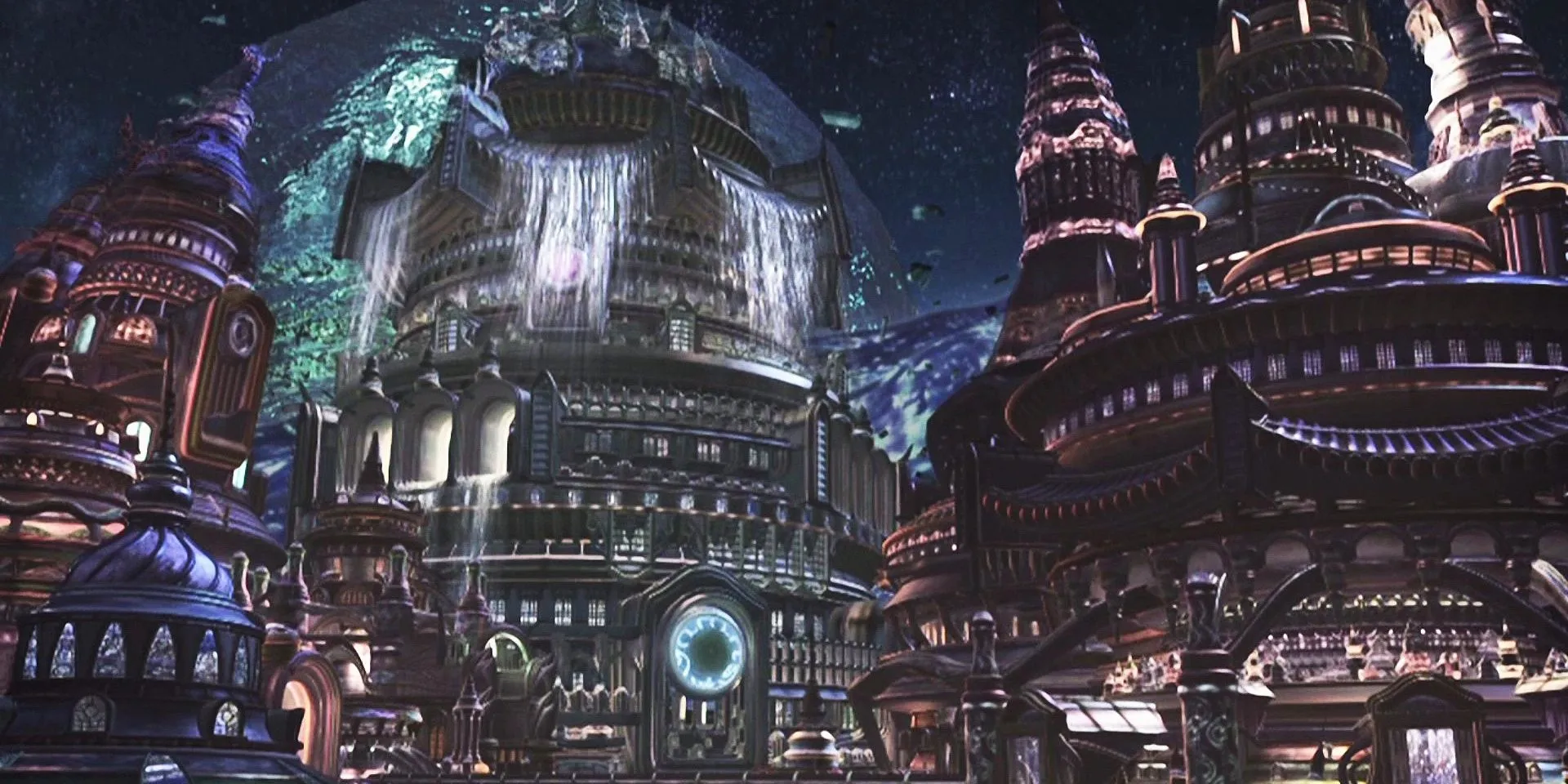 Khung cảnh Dream Zanarkand huyền ảo trong đoạn mở đầu của Final Fantasy X, nơi Tidus bắt đầu hành trình định mệnh.