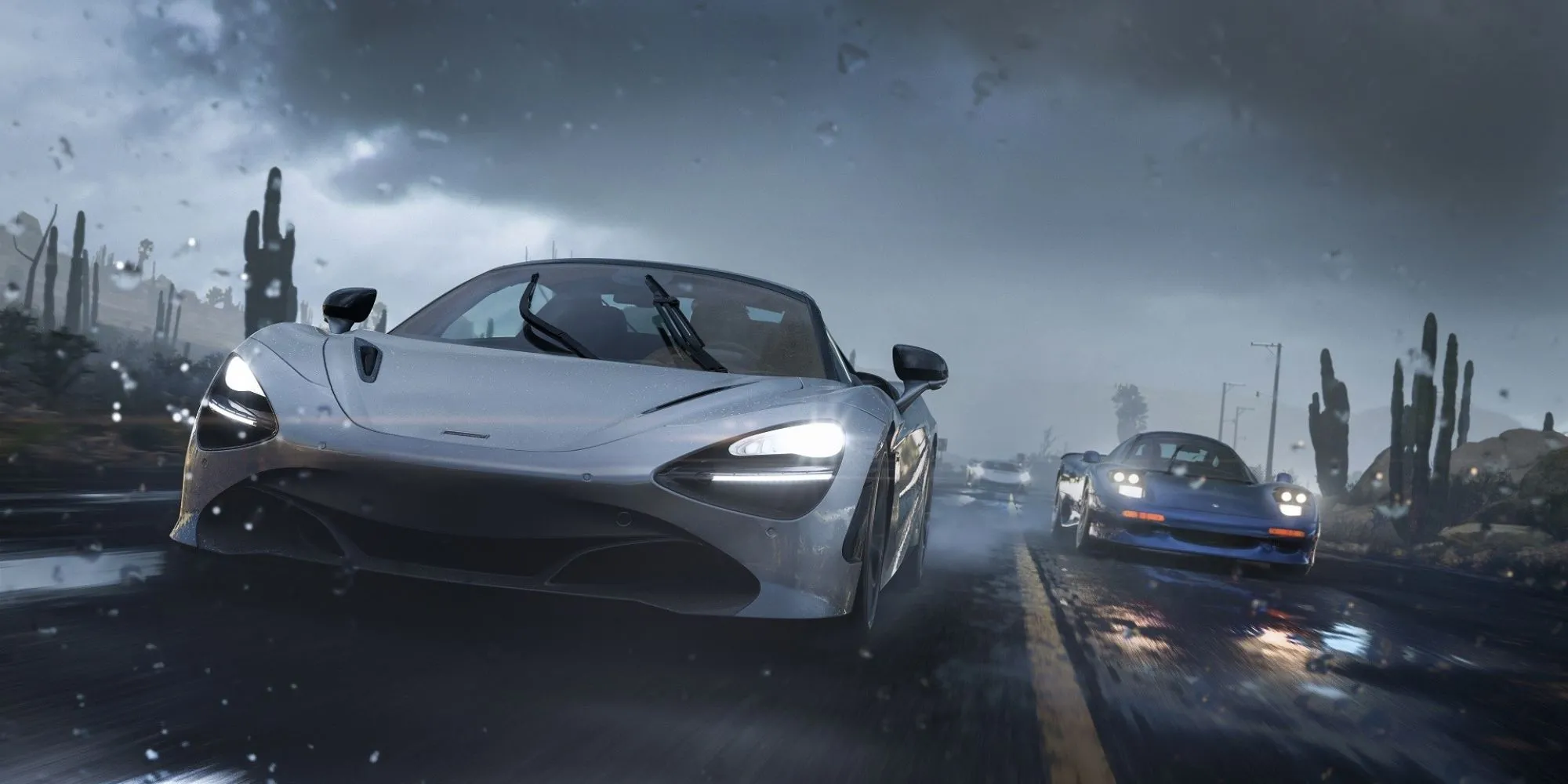 Khung cảnh một cơn bão cát sa mạc hùng vĩ trong Forza Horizon 5, thể hiện đồ họa thế giới mở ấn tượng.