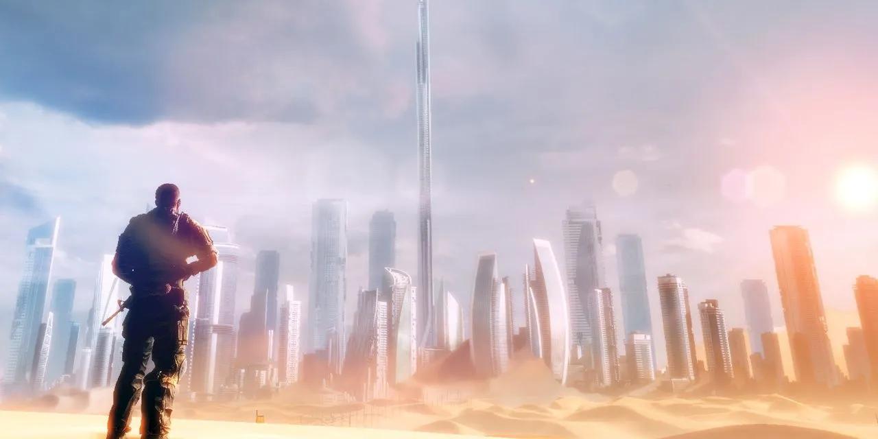 Khung cảnh thành phố Dubai hoang tàn và đầy cát bụi trong Spec Ops: The Line