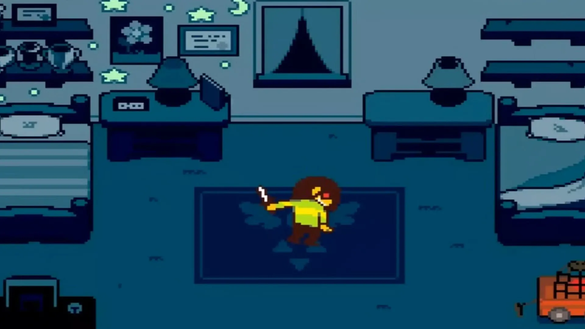 Kris với con dao đỏ vào cuối Deltarune Chapter 1 hé lộ bí ẩn
