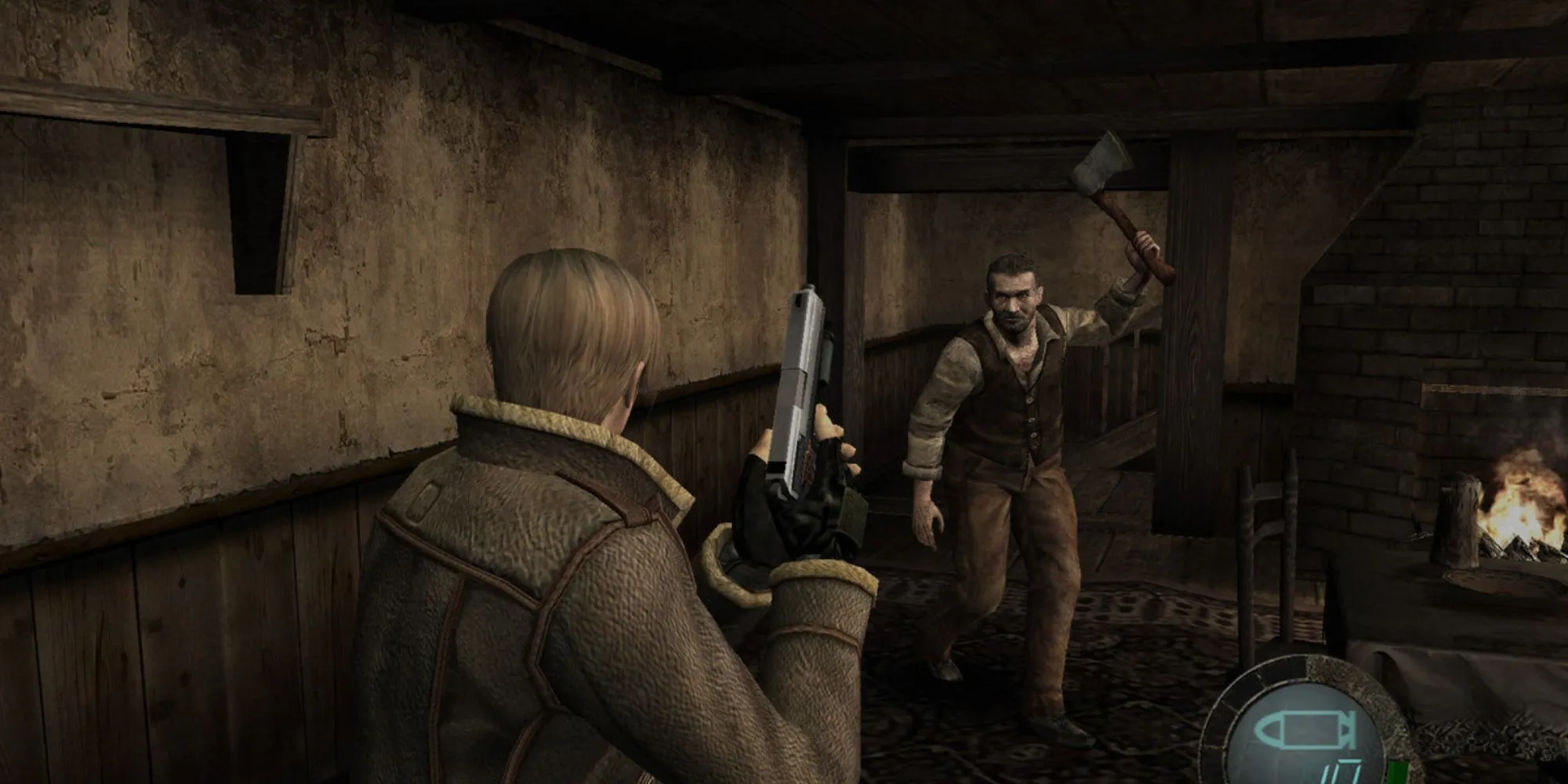 Leon S. Kennedy trong pha hành động nghẹt thở của Resident Evil 4, tựa game kinh dị sinh tồn đỉnh cao trên PS2