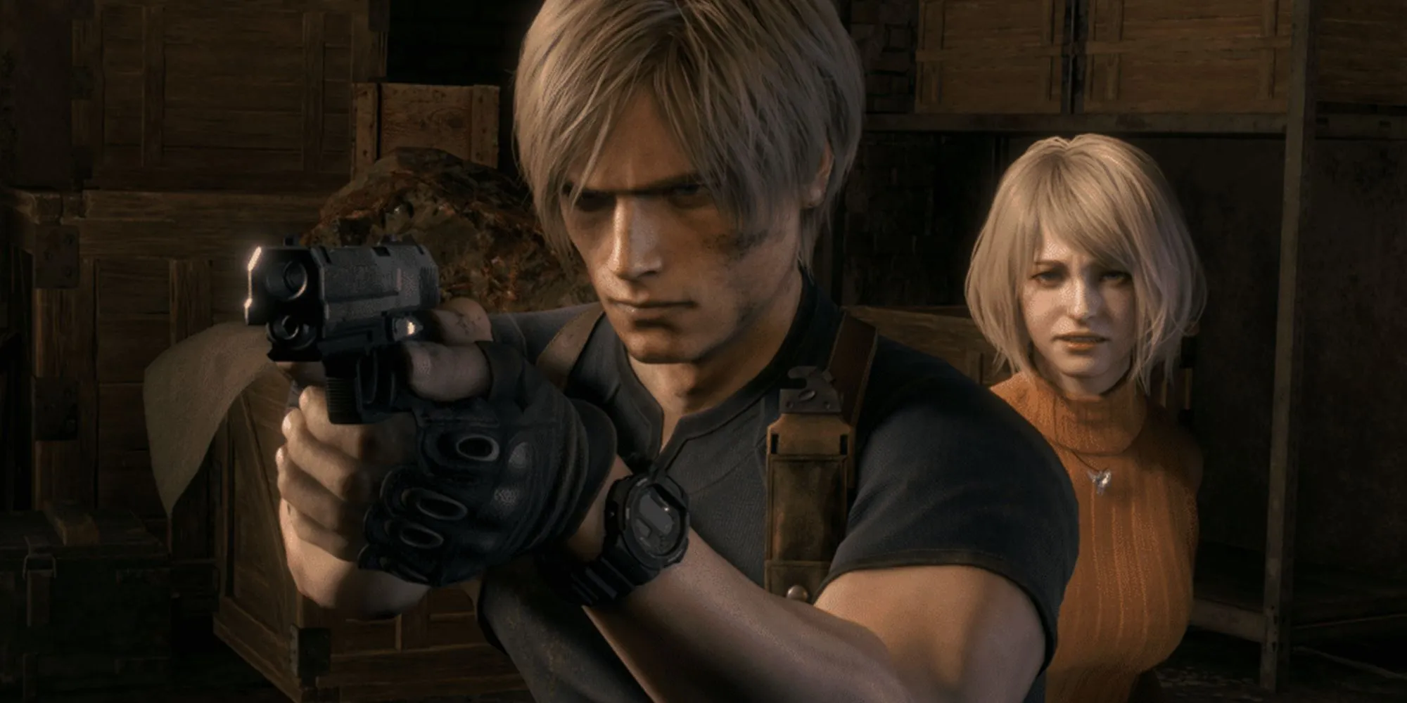 Leon S. Kennedy và Ashley Graham trong Resident Evil 4 Remake, chuẩn bị đối mặt với hiểm nguy