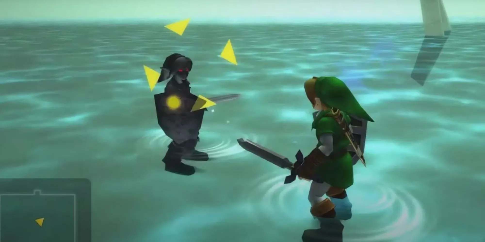 Link đối đầu Dark Link trong Đền Nước của The Legend of Zelda Ocarina Of Time