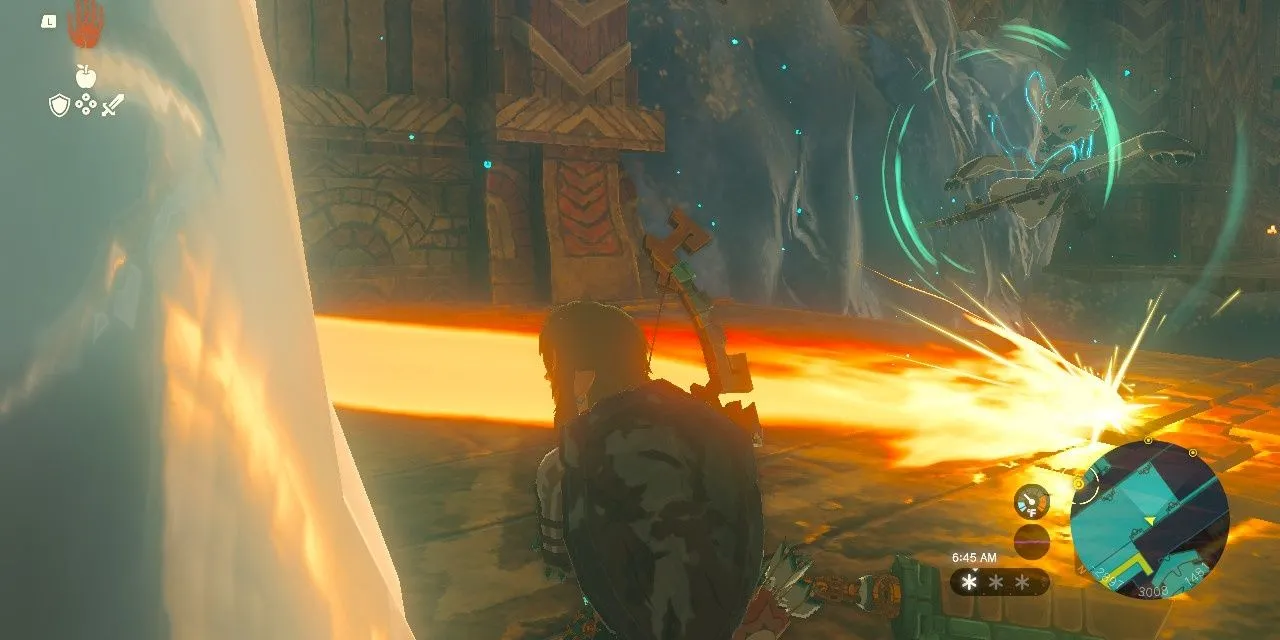 Link và Tulin chiến đấu cùng nhau trong The Legend of Zelda: Tears of the Kingdom, thể hiện cơ chế đồng đội và kỹ năng đa dạng