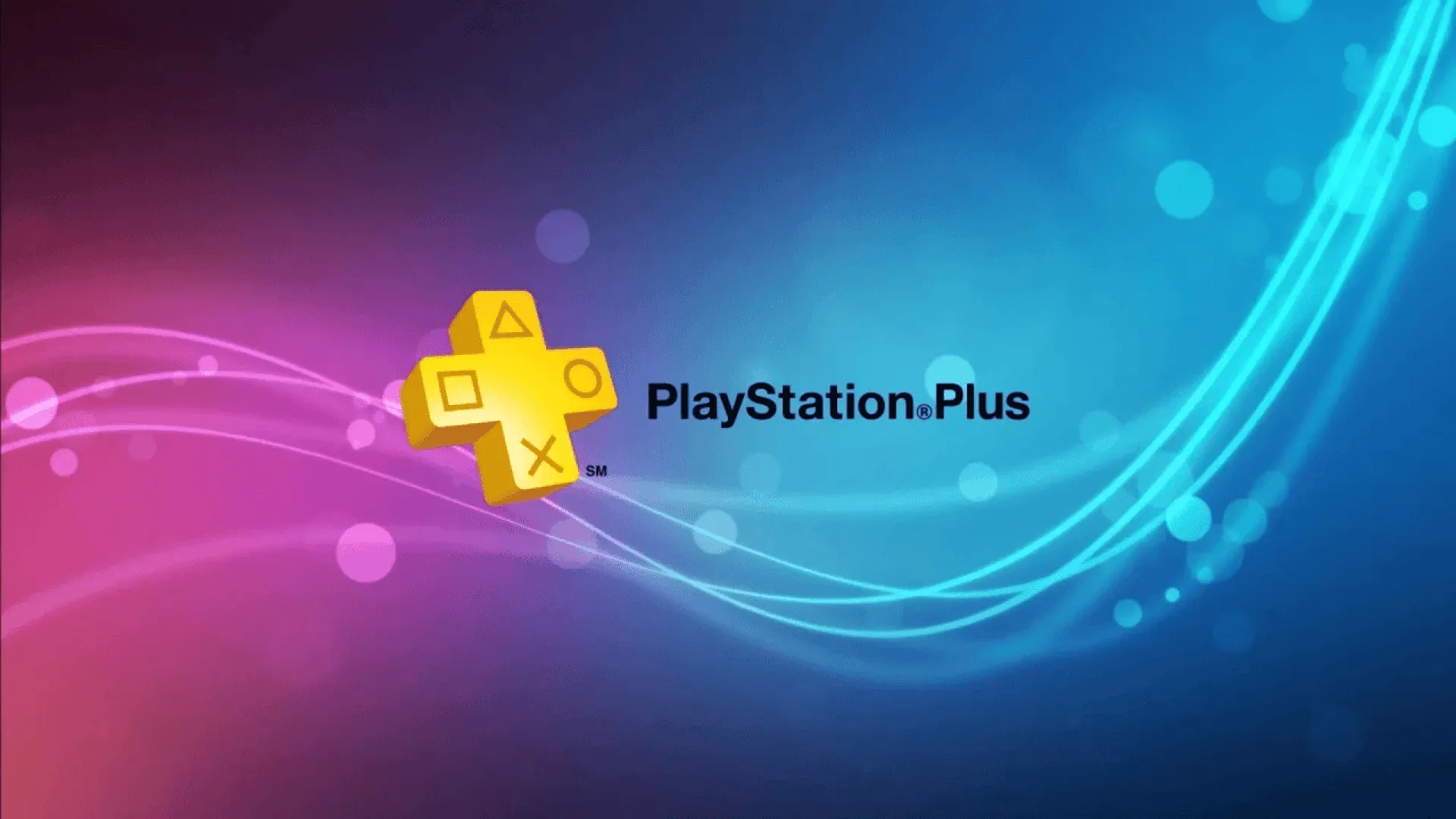 Logo PlayStation Plus trên nền mờ tượng trưng cho dịch vụ game của Sony