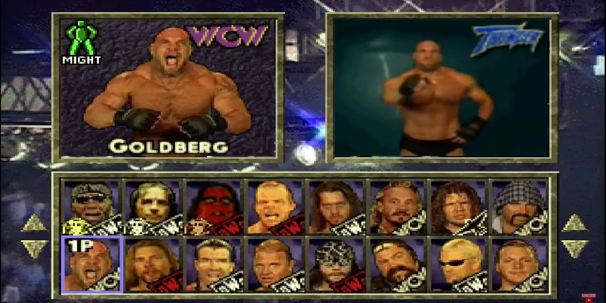 Màn hình chọn nhân vật của WCW/nWo Thunder