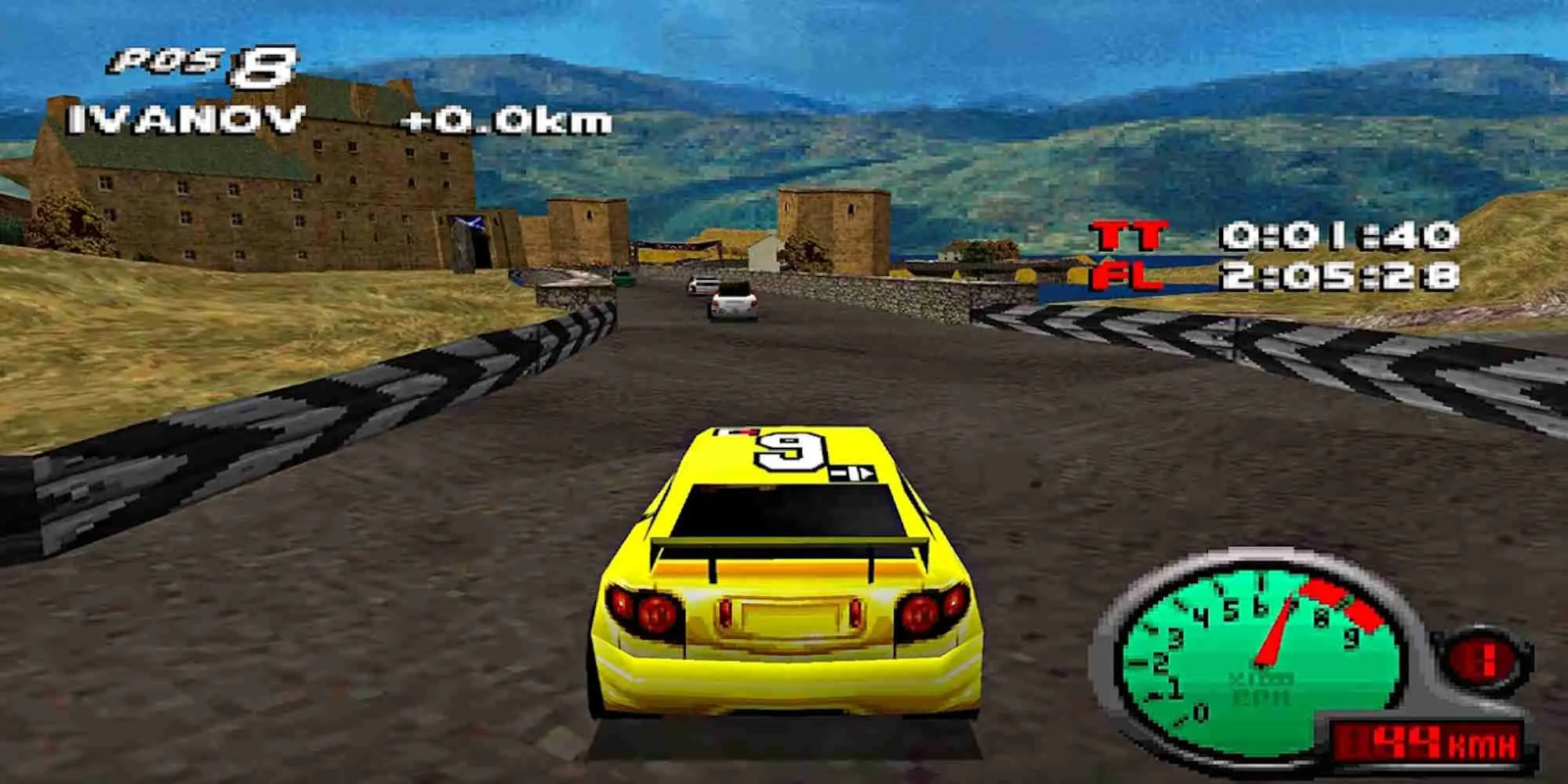 Màn hình chọn xe trong game Total Drivin trên PS1
