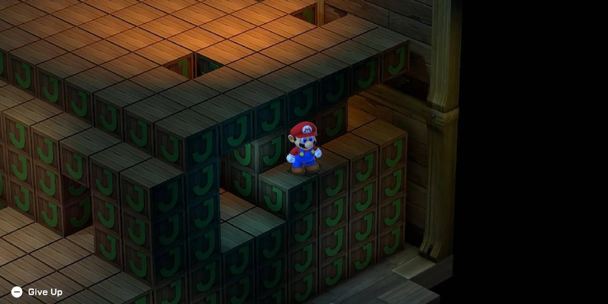 Mario trong mê cung 3D dưới nước của Super Mario RPG