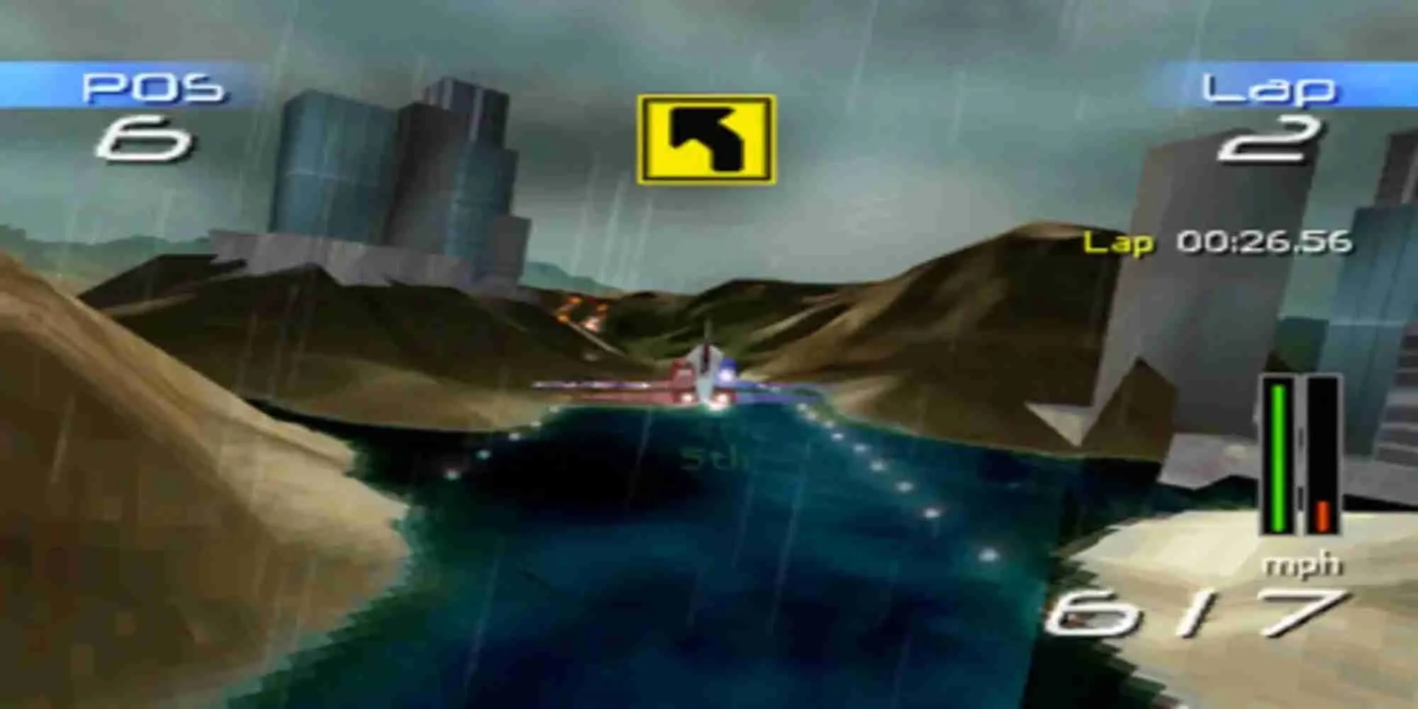 Máy bay chiến đấu đang đua trong game N.GEN Racing PS1