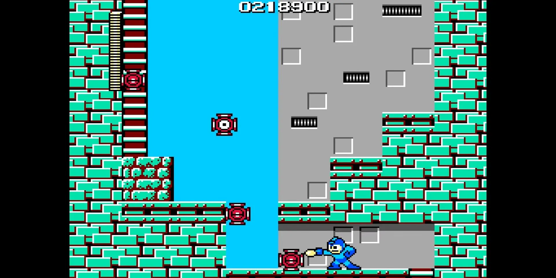 Mega Man chiến đấu với kẻ thù trong màn chơi của tựa game