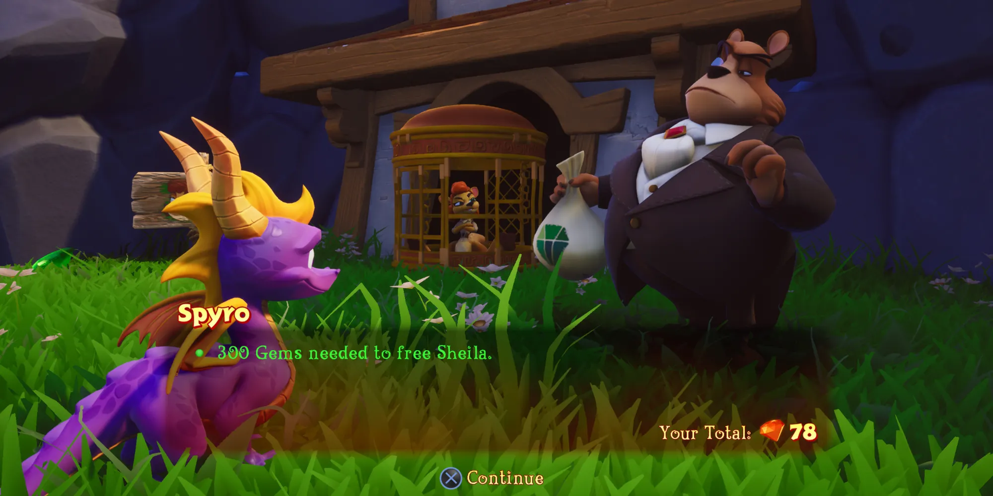 Moneybags, gã buôn đá quý chặn đường trong Spyro Reignited Trilogy