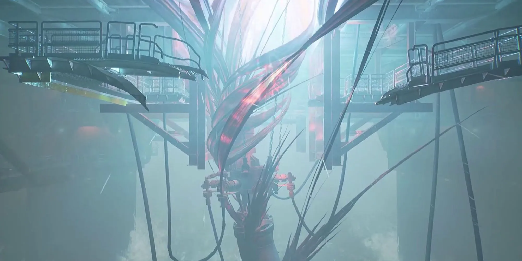 Một cảnh gameplay căng thẳng trong Still Wakes The Deep trên giàn khoan dầu