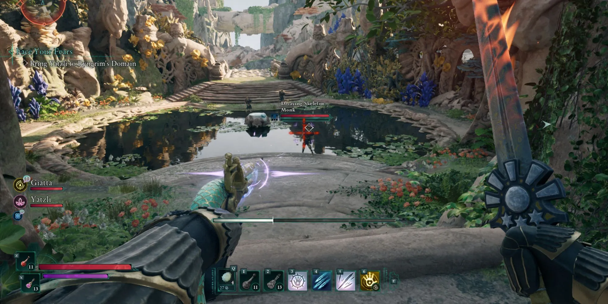 Một cảnh trong game Avowed với nhân vật và môi trường đặc trưng của Dawnshore.