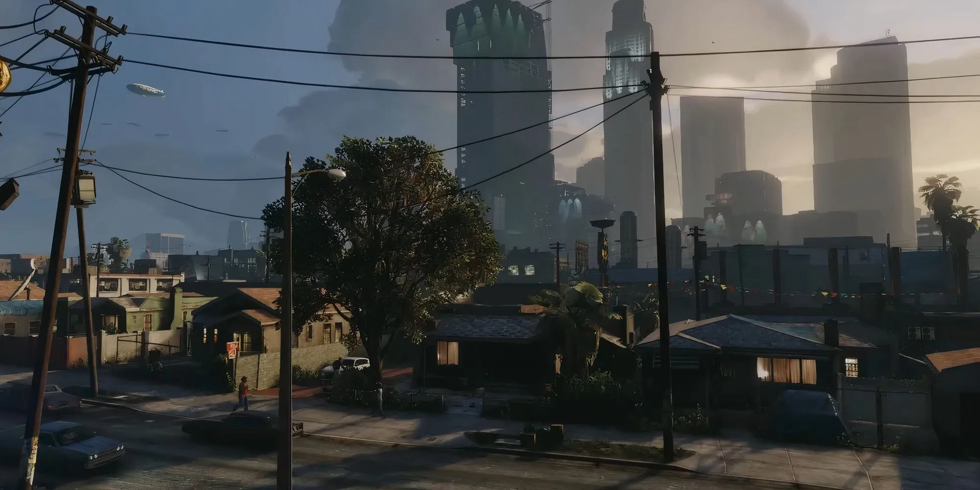 Một góc nhìn về thành phố Los Santos trong GTA V với những tòa nhà chọc trời