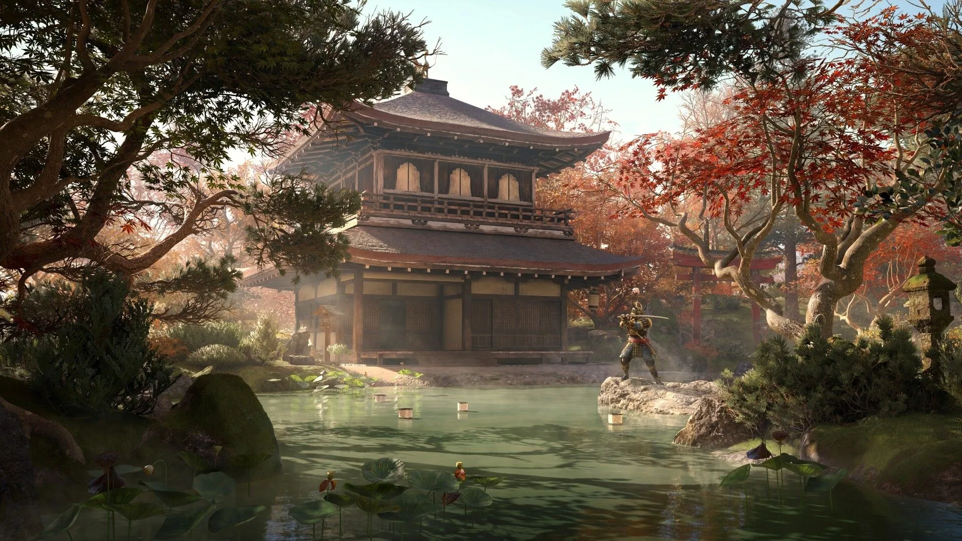 Naoe ẩn mình trong bóng tối trong Assassin's Creed Shadows