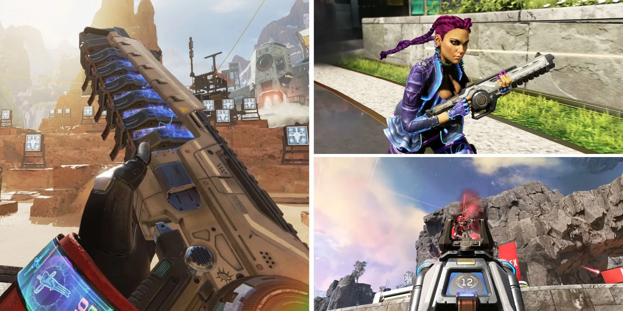 Người chơi đang kiểm tra súng Nemesis trong Apex Legends, phía sau Loba đang sử dụng nó để tấn công đối thủ