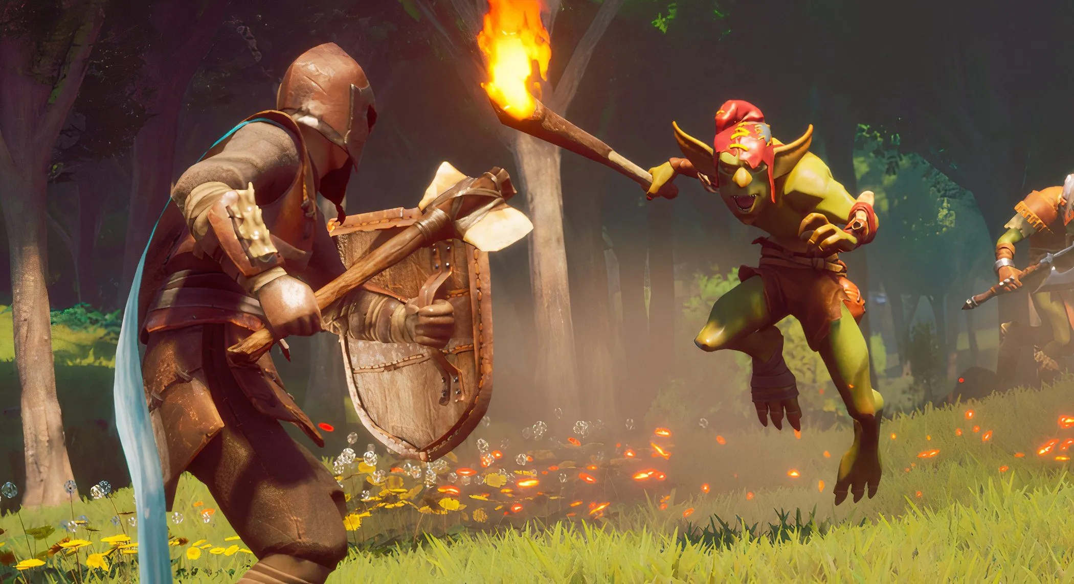 Người chơi RuneScape Dragonwilds chiến đấu với goblin trong game