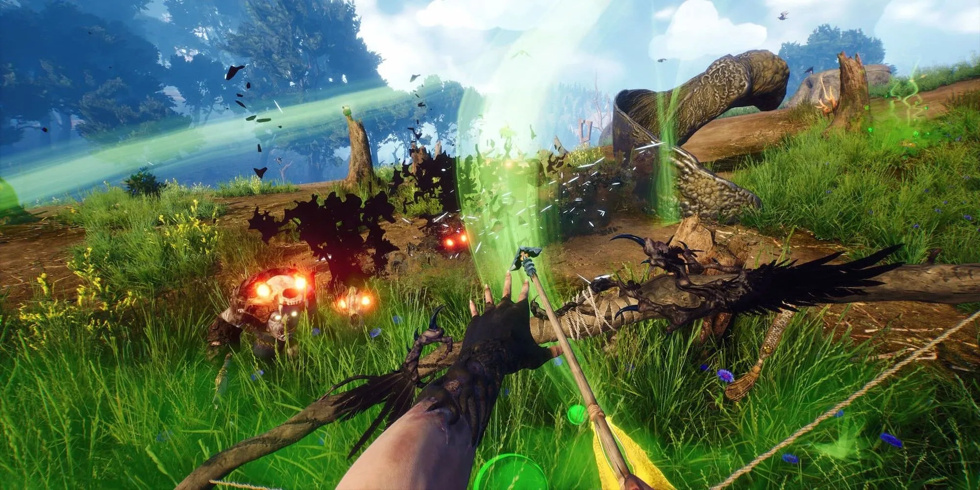 Nhân vật Baba Yaga sử dụng cung tên trong game phiêu lưu Blacktail