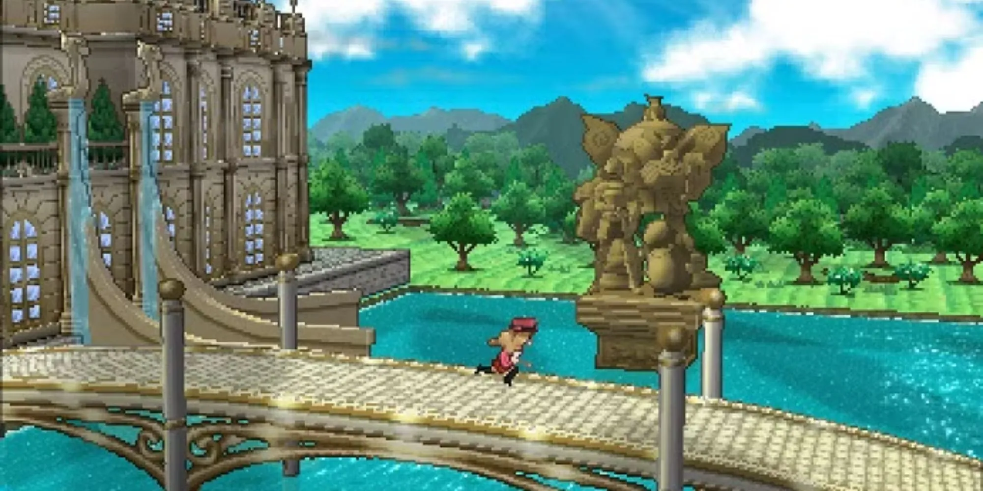 Nhân vật chạy qua cầu trong Pokémon X and Y