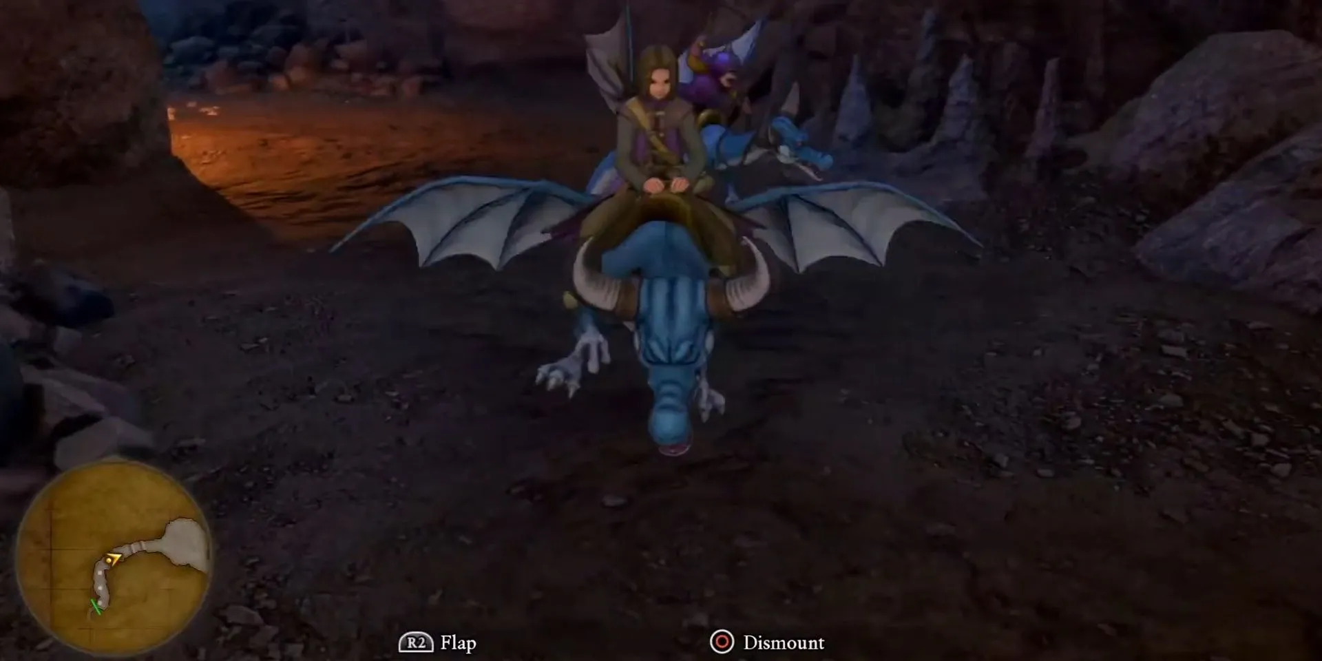 Nhân vật chính cưỡi một con rồng trong Dragon Quest 11