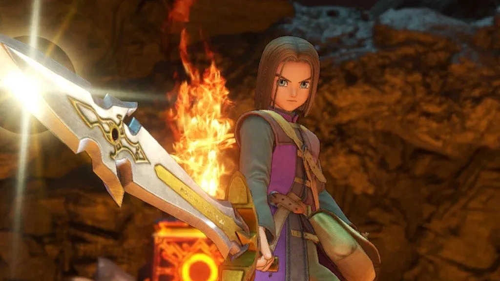 Nhân vật chính Luminary cầm kiếm trong Dragon Quest XI S Echoes of an Elusive Age