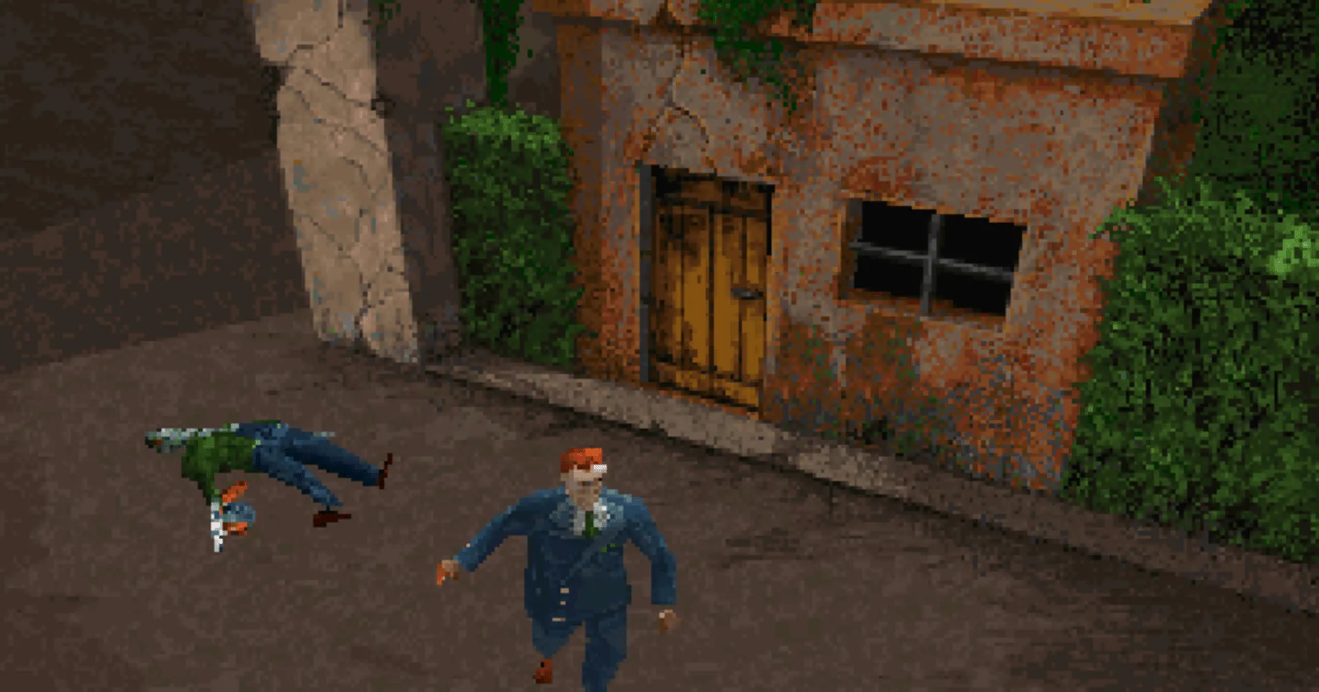 Nhân vật Edward Carnby trong game Alone in the Dark 2 phiên bản PS1 với đồ họa cổ điển