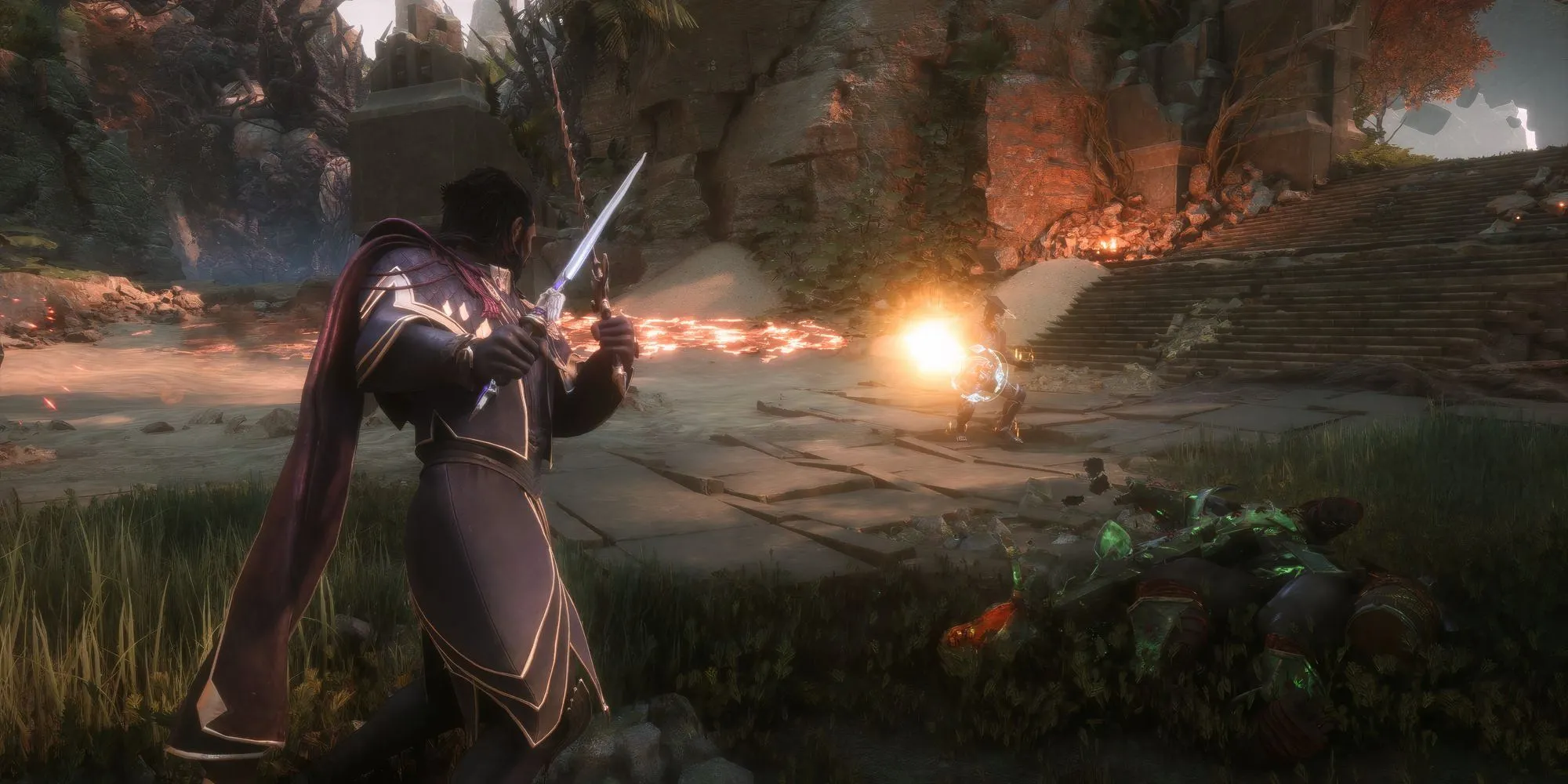 Nhân vật Lucanis chiến đấu trong Dragon Age The Veilguard