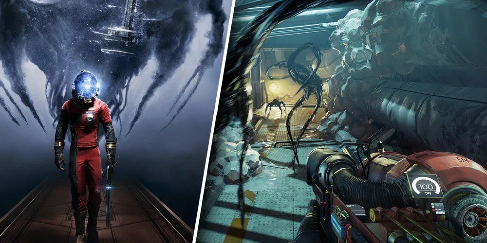 Nhân vật Morgan Yu khám phá trạm vũ trụ Talos I trong game Prey, một tựa game kinh dị sci-fi immersive sim