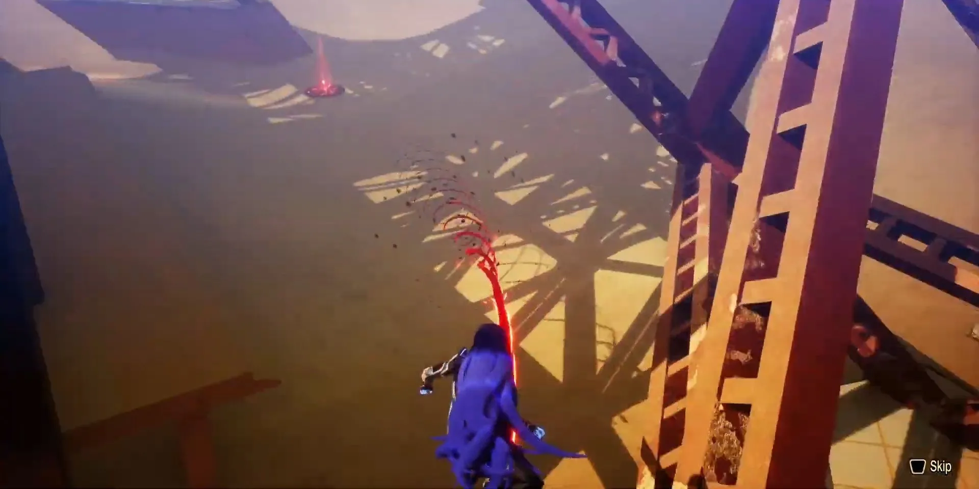 Nhân vật Nahobino lướt trên Magatsu Rail trong Shin Megami Tensei V: Vengeance