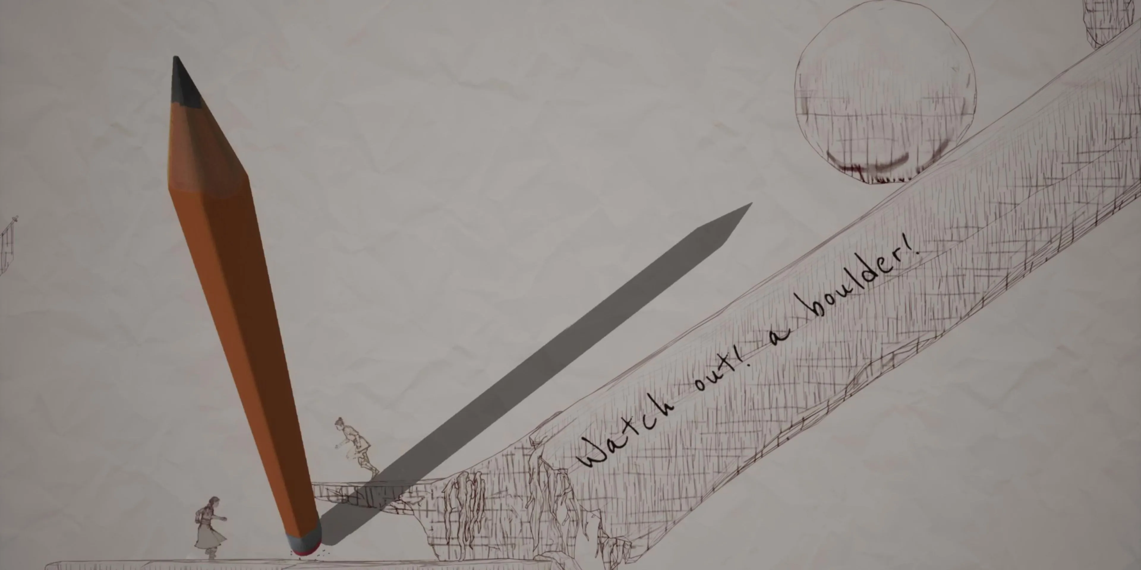 Nhân vật né tảng đá lăn trên sườn núi trong The Notebook - Split Fiction