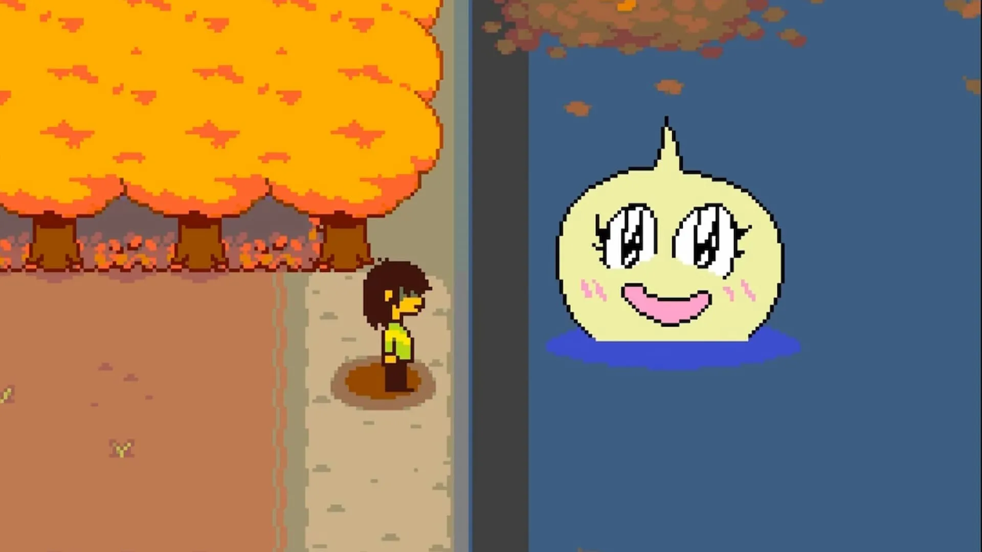 Nhân vật Onion bí ẩn đang trò chuyện với Kris trong Deltarune