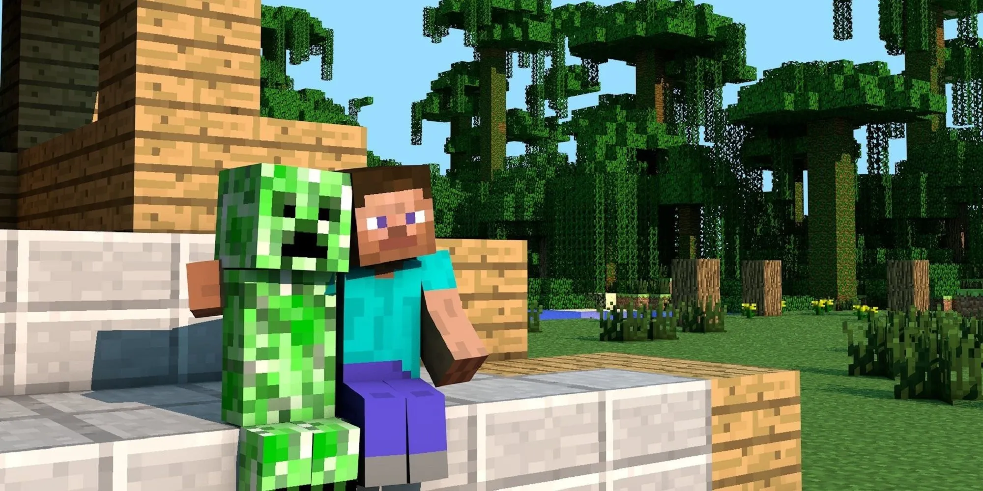 Nhân vật Steve và Creeper trong game Minecraft