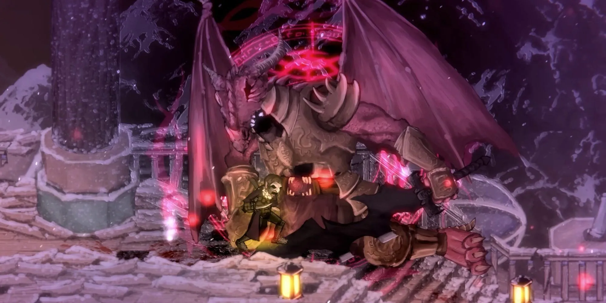 Nhân vật trong Salt and Sacrifice chiến đấu trong môi trường 2D u ám đặc trưng của game