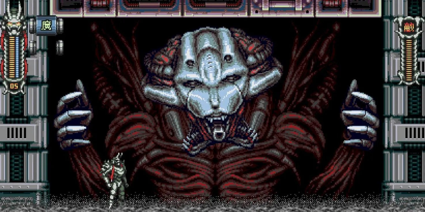 Nhân vật Vengeful Guardian: Moonrider dùng kiếm ánh sáng tấn công kẻ địch