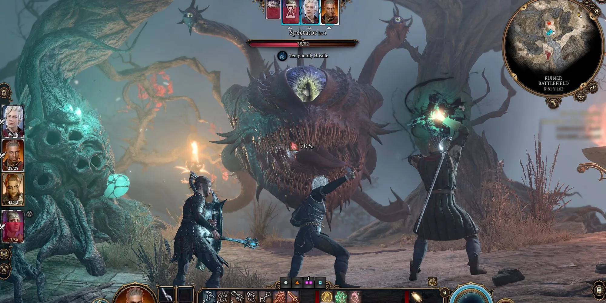 Nhóm nhân vật Baldur's Gate 3 trong trận chiến theo lượt