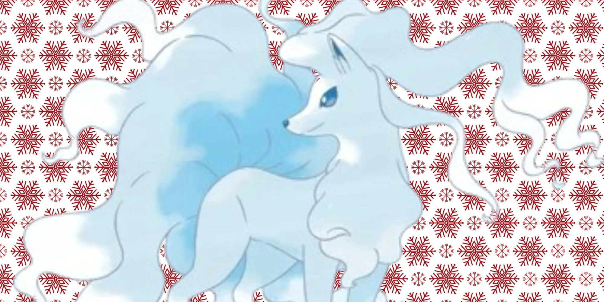 Ninetales Alola thanh lịch với bộ lông trắng và chín chiếc đuôi phủ băng tuyết