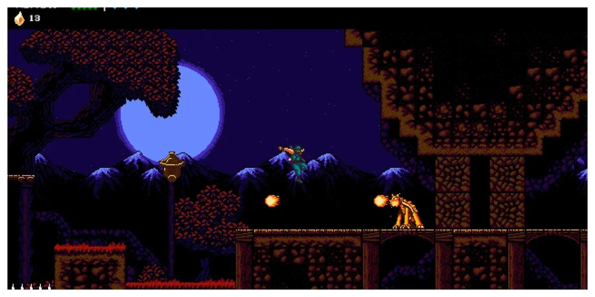 Ninja chính trong The Messenger với phong cách đồ họa pixel 8-bit và 16-bit