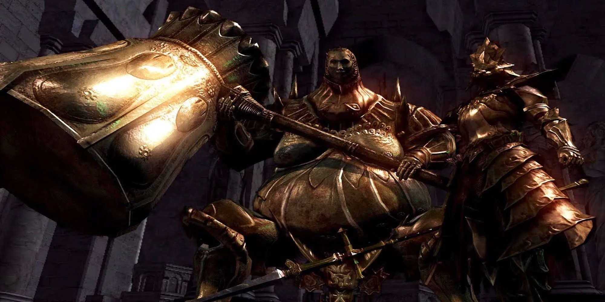 Ornstein và Smough đứng cạnh nhau trong Dark Souls - cặp boss Souls biểu tượng tại Anor Londo