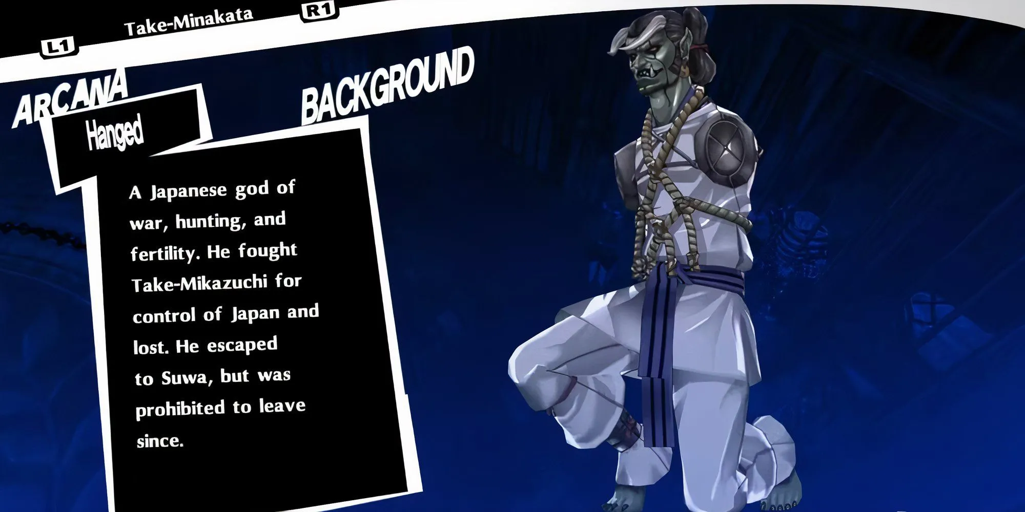 Persona Take-Minakata thuộc Hanged Man Arcana trong Persona 5 Royal với thiết kế đặc trưng