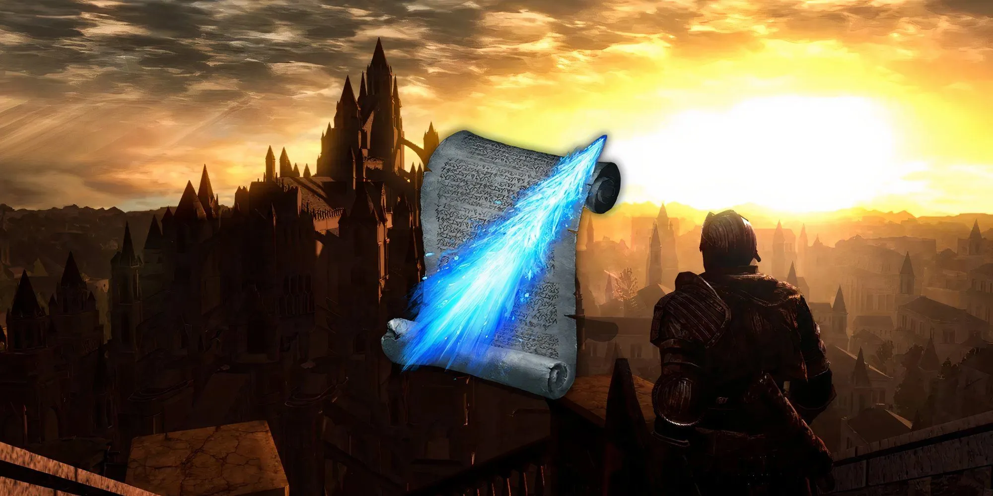 Phép thuật Crystal Soul Spear trong Dark Souls 3, cho thấy người chơi phóng ra một mũi giáo linh hồn pha lê sắc nhọn