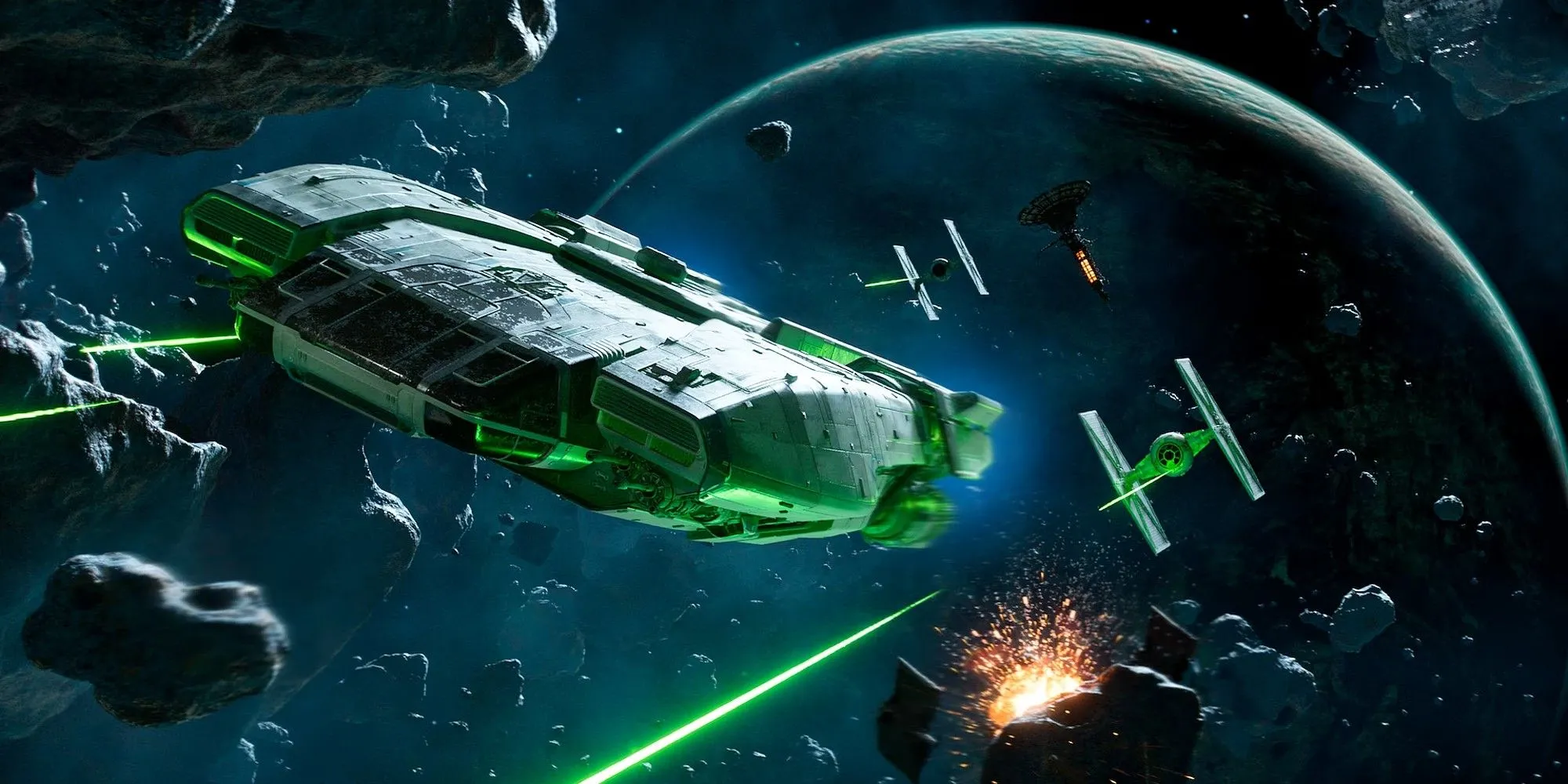 phi thuyền Trailblazer của Kay Vess trong Star Wars Outlaws tung hoành giữa một trận không chiến ác liệt