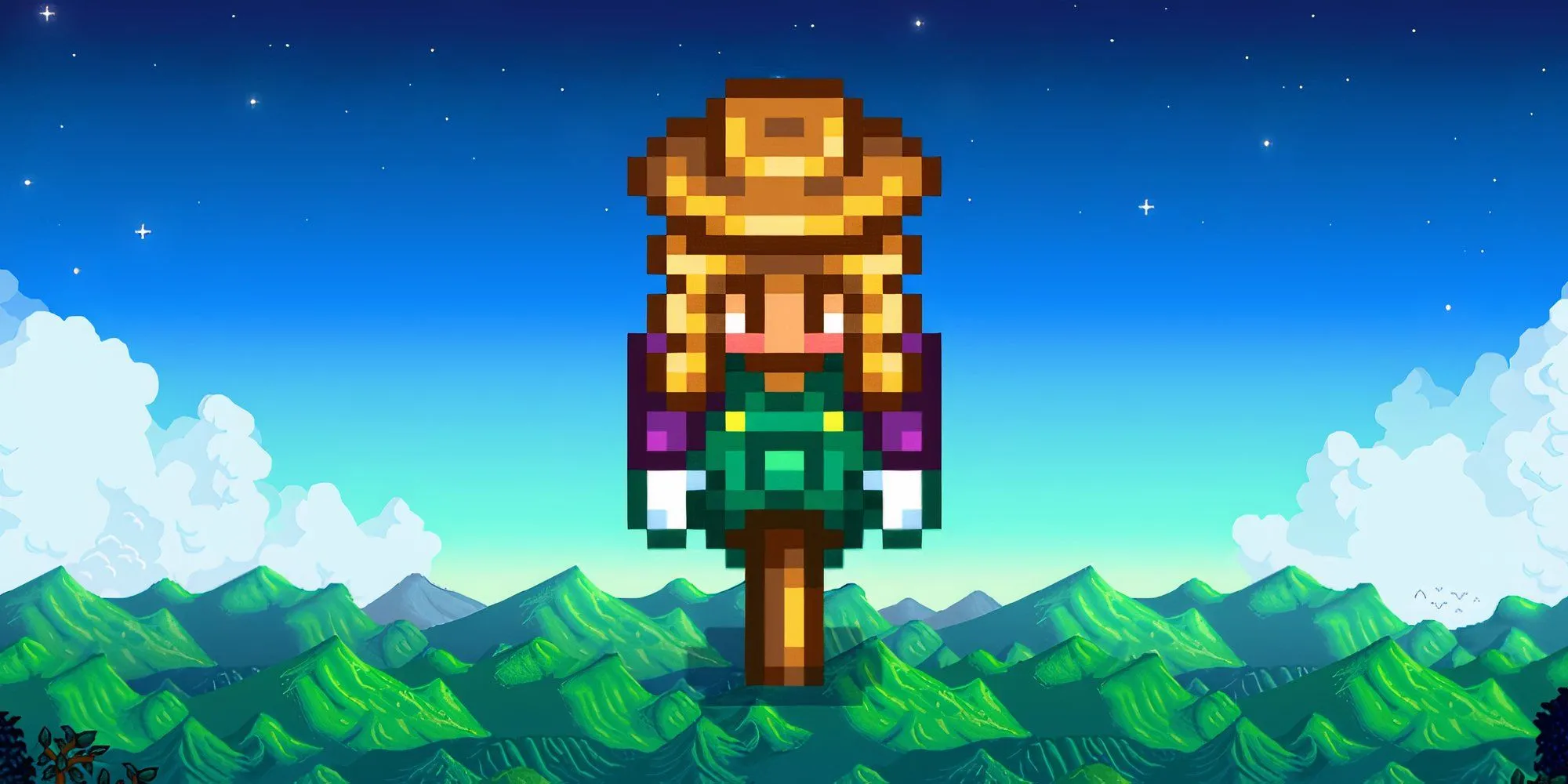 Rarecrow số 5 hình cô gái với hoa, mua tại Lễ hội Hoa Stardew Valley