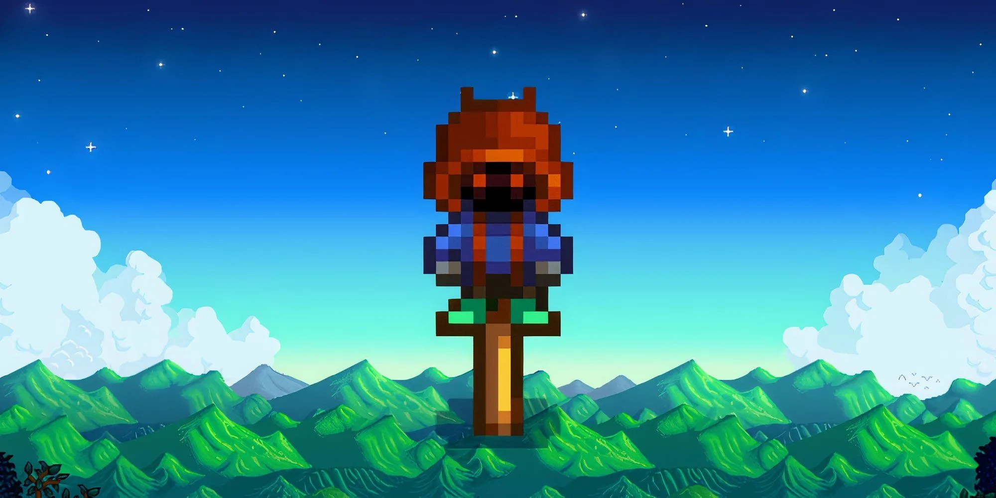 Rarecrow số 6 hình thợ lùn, mua từ Dwarf sau khi tìm đủ cuộn giấy lùn trong Stardew Valley