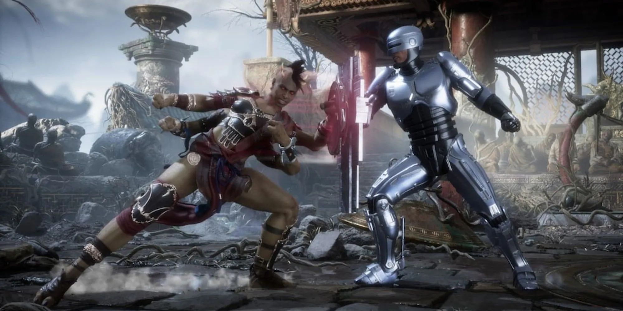 Sheeva và Robocop đối đầu trong game đối kháng Mortal Kombat 11.