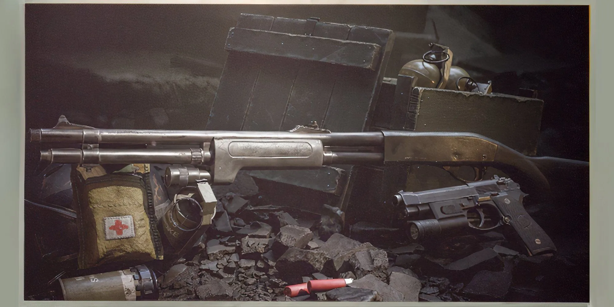 Shotgun M870 với đèn pin tích hợp trong game Delta Force Black Hawk Down